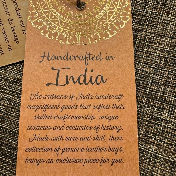 892-ARTT New Light Brown Woven Made In India Crossbody Purse Genuine Leather NWT - Picture 15 of 16